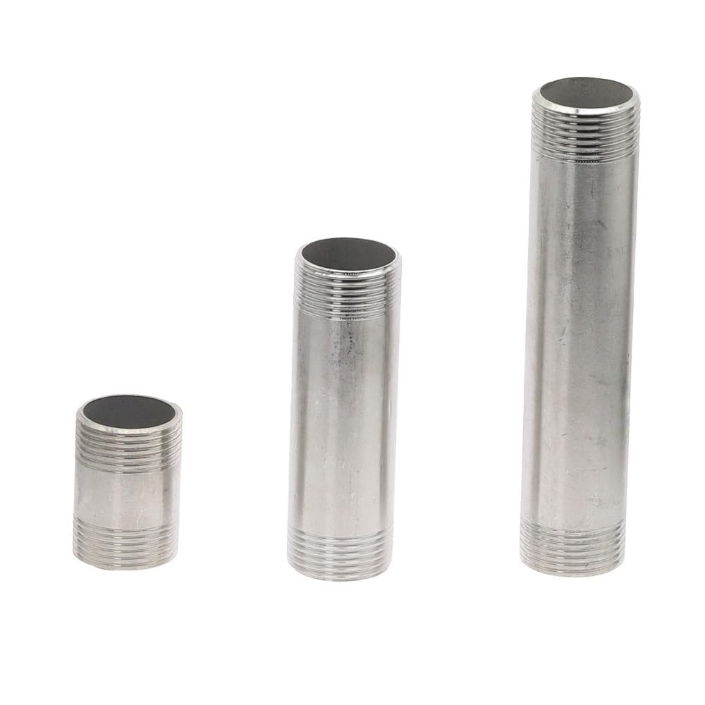 Adaptador de conexión de tubo con rosca macho, SS 304, accesorios de tubería rectos de plata, resistente a los rayos UV for muebles, 1 pieza(300MM*2INCHES)