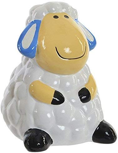Tirelire Enfant Mouton en céramique - 10 cm (Bleu)