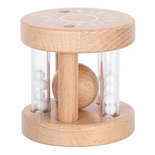 Abaodam モンテッソーリ木製ラトル ビーズ付き 軽量握りやすい手持ち鈴 感覚発達促進 知育音楽楽器 新生児向け