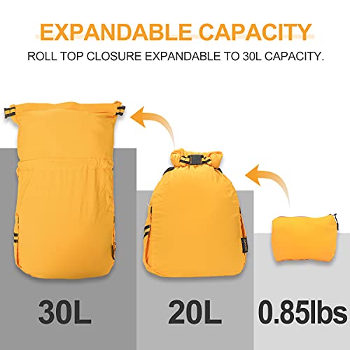 Water-Resistant Drawstring Bag - Expandable 30L with Anti-Theft Zipper Pockets - Ideal Small Cinch Backpack for Men, Women, and Kids - Perfect Gym, Beach, School, and Travel Bag (Orange)4