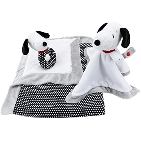 Animal Adventure®| Peanuts®| Snoopy 3-Piece Baby Bundle | Rattle, Lovie with Pacifier Clip Attachment and 30"x 40" Blanket Cover