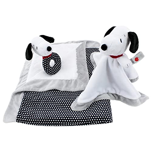 Image of Animal Adventure®| Peanuts®| Snoopy 3-Piece Baby Bundle | Rattle, Lovie with Pacifier Clip Attachment and 30"x 40" Blanket