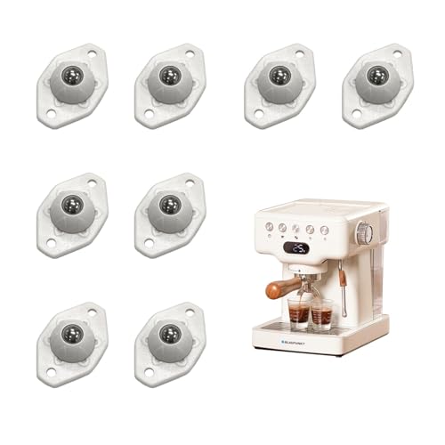 Self Adhesive Caster Wheels – 360° Mini Swivel Wheels for Small Appliance – Steel Universal Wheel Ball Casters Transfer Bearings for Countertop Kitchen Appliance Storage Bins Trash Can (White, 8 PCS)
