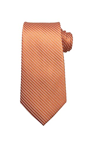 Wehug Men's Classic Solid Tie Silk Woven Necktie Jacquard Neck Ties For Men, Orange, 3.1 inch