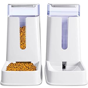 Comedero automático para Gatos y dispensador de Agua para Gatos en Juego de 2 Paquetes de alimentador automático para Perros y dispensador de Agua para Perros pequeños, Cachorros, Gatitos