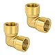 Messing 90 Grad Winkelverbinder, 2 Stück 3/8 IG x 3/8 IG Gewinde Messing Ellenbogen Verbindungsstück, Rohrwinkel Bogen Adapter für Wasser, Luft, Sanitär