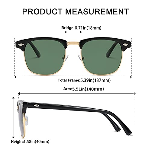 Image of Retro Semi Rimless Sunglasses Half Frame UV400 Glasses for Men And Women