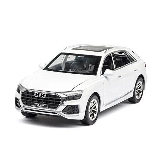 Image of DEOXY 1:32 Die-Cast Metal Audi Q8 Car Toy with 6 Openable Doors, Lights, and Sounds Pullback Car for Kids Boys and Girls Children (White)