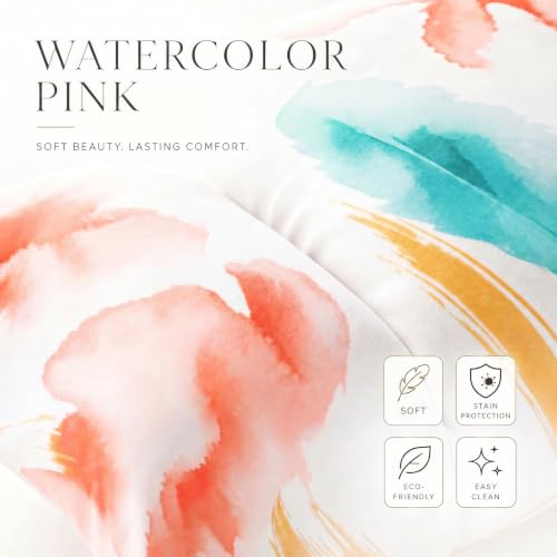 Image of Efomao Watercolor Fabric Executive Office Chair Home Foot Rest, Pink