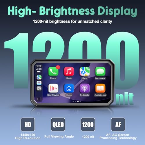 Image of LBW 6 inch Motorcycle CarPlay Fit for BMW with Wonder Wheel, Wireless Bluetooth, 1200 Nits Waterproof HD Touch Screen, Plug&Play, TPMS /Light Sensor /Siri, Android Auto, Support Voice Control