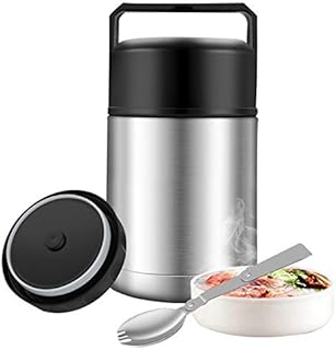 Soup thermos for Hot Food Wide Mouth,27oz Insulated Thermos Food Container with Spoon,Leak Proof Food Jar,Stainless Steel Vacuum Lunch Flask Bento Lunchbox for Kids Adult School Office Work (Silver)