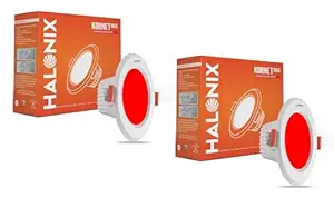 Halonix 3W Red Junction Box led downlighter | Cut Out- 2.15 inch, Dia- 3.22, Height- 1.96 inch | PF-: >0.50, CRI- >80 | Led Ceiling Light for Home, Shop and Office |Pack of 2, Red.