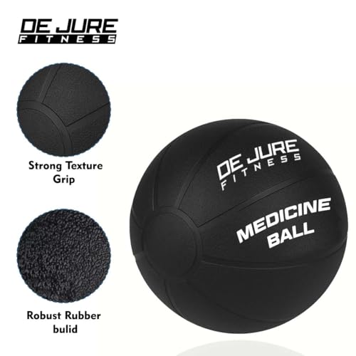 Image of DE JURE FITNESS Medicine Ball | Rubber Exercise Ball with Textured Grip | Full Body Workout Ball for Core Strength, Balance, Functional Training | Upper & Lower Body Home Gym Equipment - 5 KG