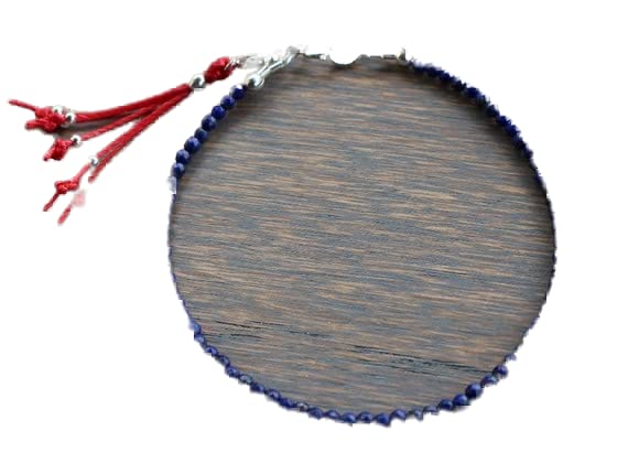 Bracelet en lapis lazuli perles fines 3mm lisses et finitions argentées de qualité