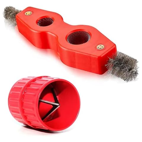 YYwenting 1 Pair Copper Pipe Cleaner And Reamer Set 4 In 1 Pipe Deburring Brush Cleaner Tool Pipe Deburring Brush for PVC PPR Copper Brass Aluminum Pipes (Set 1) Cover