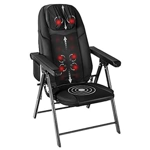 COMFIER Folding Massage Chair Portable, Shiatsu Neck Back Massager with Heat, Foldable Chair Massager for Full Body, Adjustable Backrest Height,Office Home Use,Mother’s Day Gifts,Black