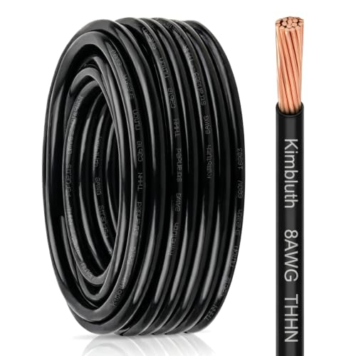 THHN Wire 8 Gauge 200 FT Stranded Copper Wire, Black