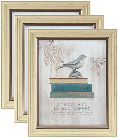 XUANLUO 3 Pack 8x10 Inch Picture Frames Farmhouse Rustic Vintage Distressed Wood Grain Photo Frame with Tempered Glass for Table Top Display and Wall Hanging