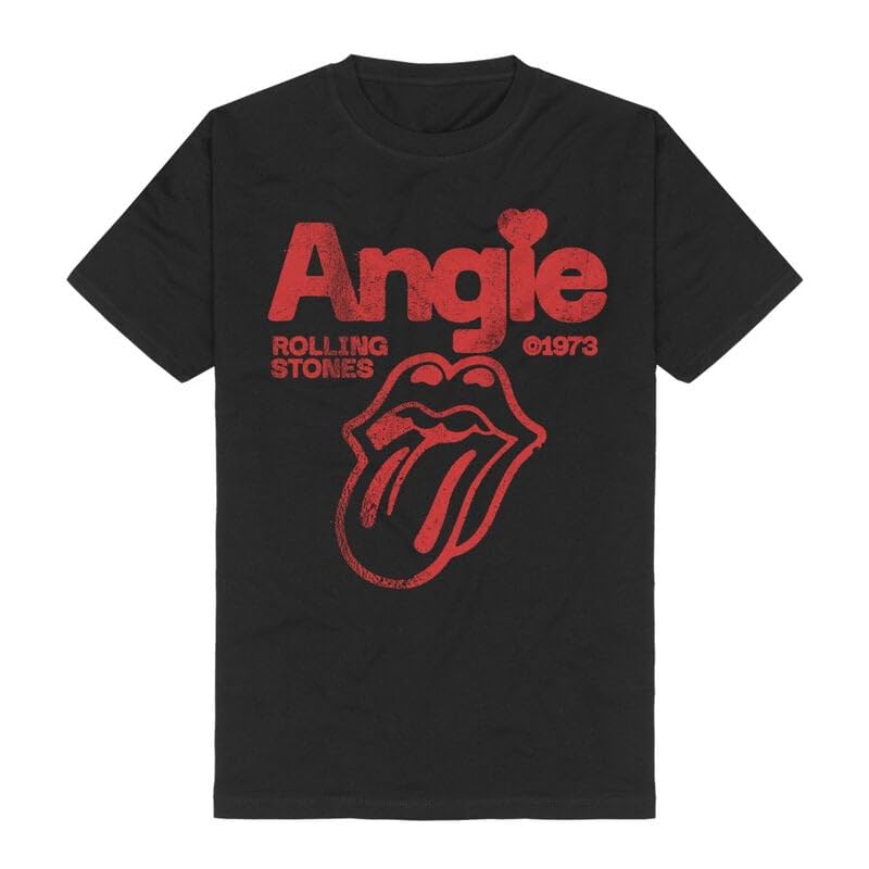 The Rolling Stones Angie Homme T-Shirt Manches Courtes Noir Regular/Coupe Standard