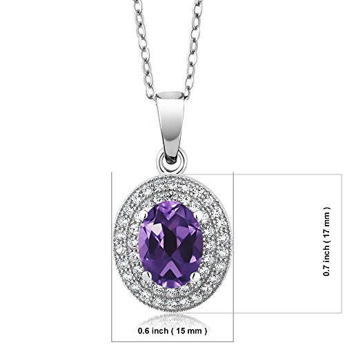 Gem Stone King 925 Sterling Silver Amethyst Pendant Necklace For Women (3.27 Cttw, Gemstone Birthstone, Oval 9X7MM, with 18 inch Silver Chain) - Image 3