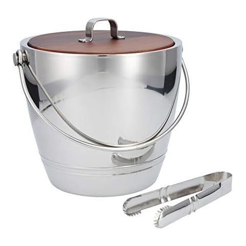 Crafthouse By Fortessa Round Ice Bucket with Tongs Classic Collection, 2 Piece Set Cover