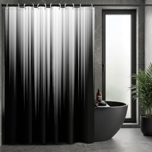 Image of AAtter Black White Gothic Shower Curtain, Extra Long 72x84 Inch, 12 Hooks