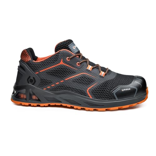 Scarpe Antinfortunistiche Base Protection Prado – Modello Alto, Pelle Idrorepellente, Puntale In Acciaio, S3 SRC, Nero/Arancione