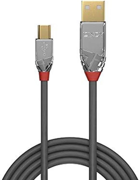 LINDY USB 2.0 Type A to Mini-B Cable, Cromo Line - Grey, 7.5m