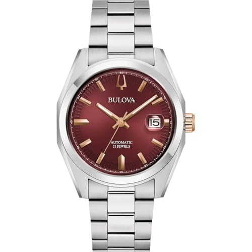 Bulova 98B422 Surveyor Mecha Classic - Reloj Hombre, Acero, Cristal Zafiro, Mecánico, 39mm, Rojo
