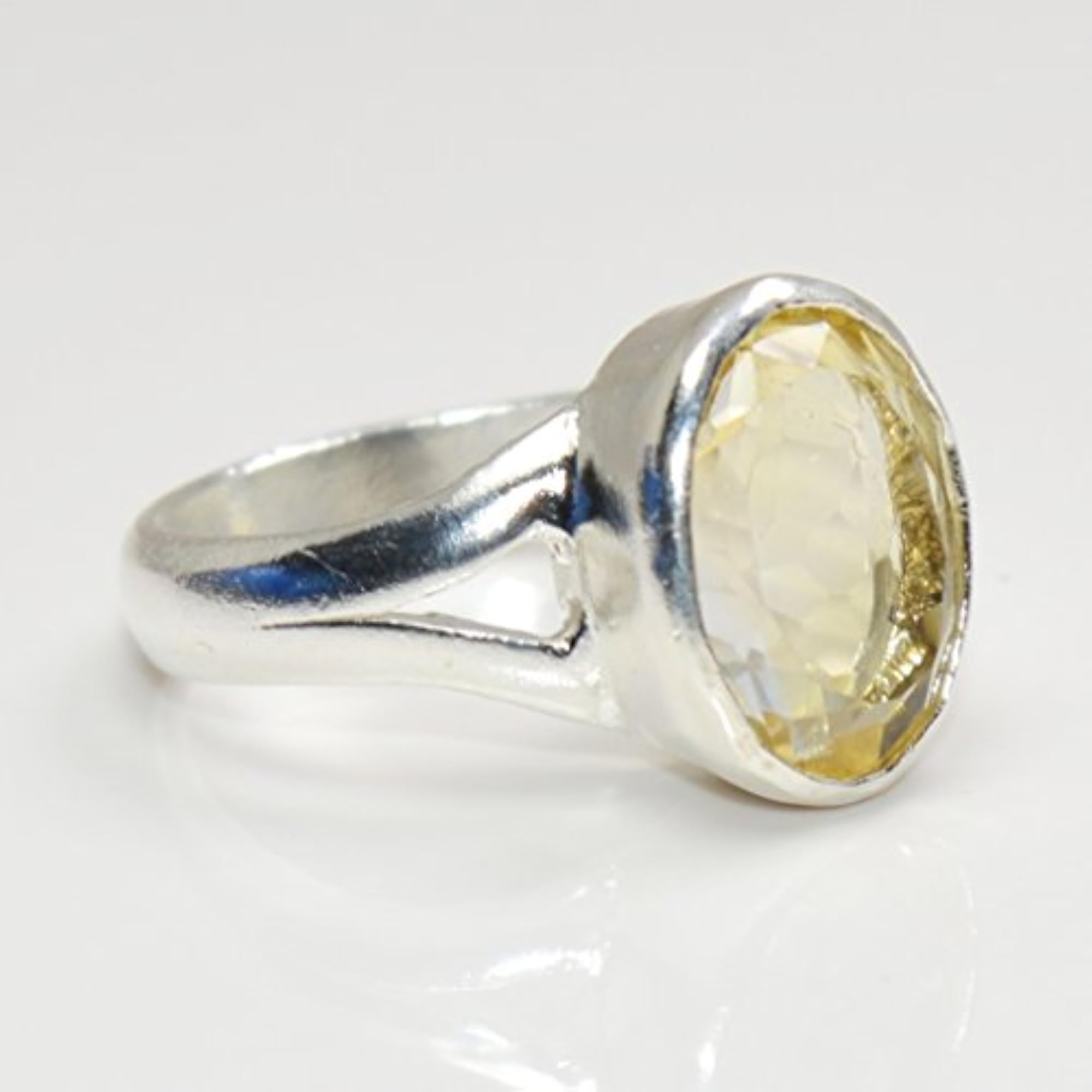 Women's Silver and Citrine Ring, Elegant Design