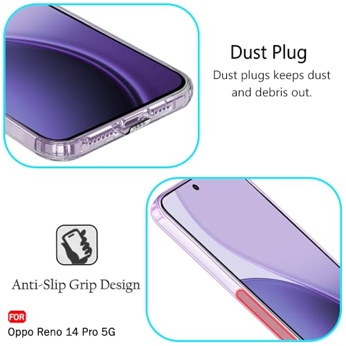 Image of TheGiftKart Back Cover Soft Case for Oppo Reno 14 Pro 5G | Best Camera Protection | Inbuilt Dust Plugs & Anti-Slip Grip | Ultra Clear Slim Case Cover for Oppo Reno14 Pro 5G (Silicone, Transparent)