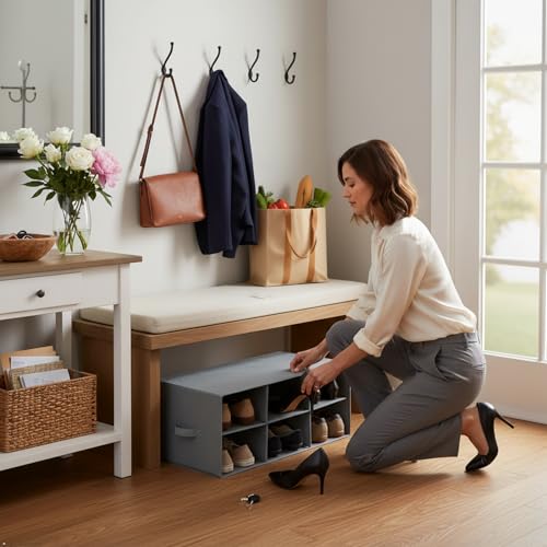 Image of Sorbus Shoe Cubby, Foldable 6-Section Organizer