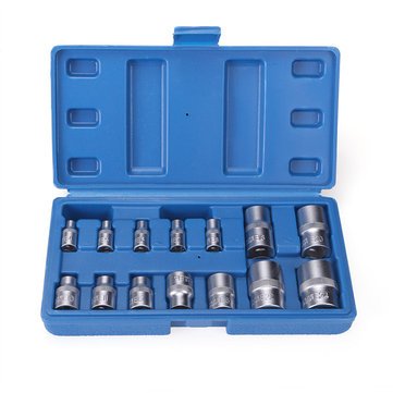 Generic 14Pcs Tamper Proof E4-E24 Torx Star Bit Socket Set Female E Type Socket