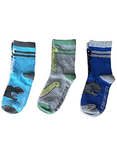 Fashion UK 3 Pares de Calcetines Jurassic Park de algodón para niños en Paquete de 3. (23-26)