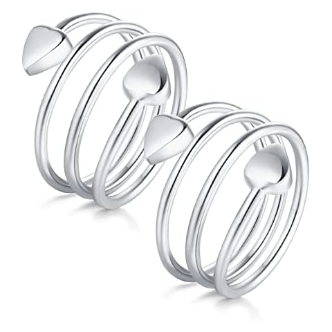 Jeracol Lymphatic Drainage Magnetic Copper Rings for Women Ladies,2 Pcs Love Heart Shape Design Pure Copper Magnetic Rings with Two Strong Magnets, Adjustable Size with A Gift Box Cover