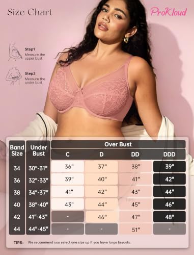 Image of ProKloud Minimizer Bras for Women Full Coverage Supportive Push Up Bra | High Support Bras for Large Breast Women, No Foam Unpadded Lightweight Unlined Lace Bras for Everyday Wear