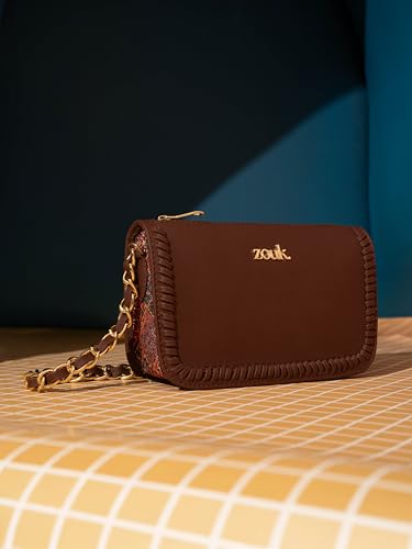 Image of ZOUK Small Shoulder Bag Bag for Women | Stylish Vegan Leather Shoulder Bag with Gold Chain Handle | Water-Resistant | Chic & Handcrafted Purse |