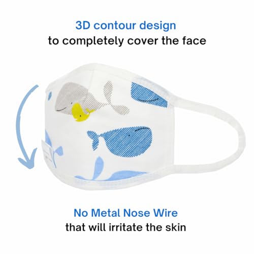 KaWaii Kid's Face Cloth Masks Children Teens Boys Girls, 4-Layer Waterproof Cotton Mask, 6 Masks + 6 PM2.5 Pads (5-10 Years) - Image 3