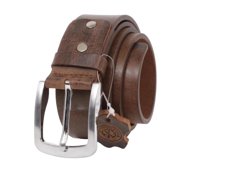 Men's American Handmade Genuine Full Grain buffalo Hide Leather Belt 1.5" Wide Stainless Steel Buckle.3