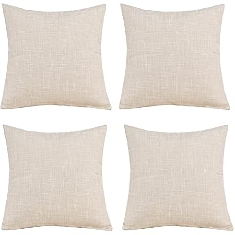 GONOVE Cushion Cover,4 Pack 45×45cm Linen Cotton Pillowcase Vintage Style Square Throw Pillow Covers Decorative Cushion Covers for Sofa, Couch, Bed, Bench Cover