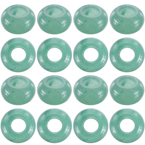 SUNNYCLUE 1 Box 16Pcs Green Aventurine Large Hole Beads 6mm Natural Stone European Bead Bulk Round Gemstone Rondelle Loose Spacer Beads for Bracelets jewellery Making DIY Necklace Earrings Beginner