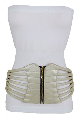 TrendyFashionJewelry Women Wide Corset Belt Hip High Waist Gold Metal Zipper L XL XXL Champagne Light Gold Color3