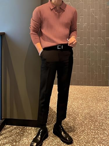 Image of TYSORT Men's Cotton Full Sleeve Collar Polo Sweater for Men, Cable Knitted Sweaters for Men