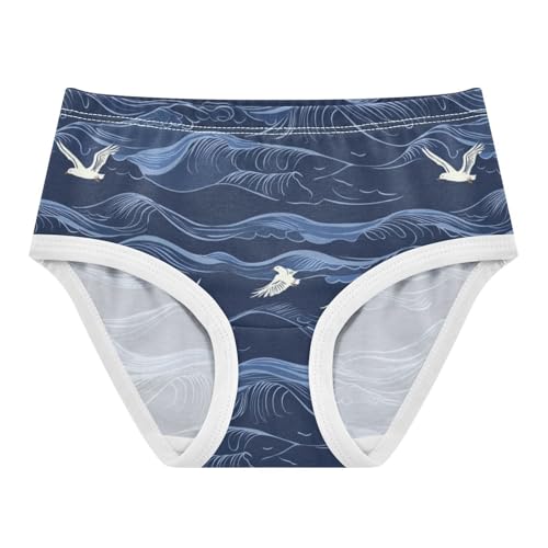 ZZKKO Night Wave Lighthouse Seagull Girls Underwear Toddler Panties for Girls Comfort Brief Size 2-8T