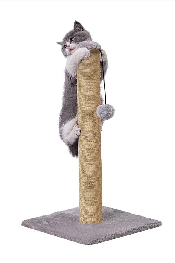 FURRLOVERS Scratching Post Cat Kitten Tree | Dangling Ball | Plush Fur Fabric | Sisal/Jute Rope | Stable Heavy Base 11 ((16 x 16 x 24) inch, Grey) (B0CRVJMNKM) Amazon Price History, Amazon Price Tracker