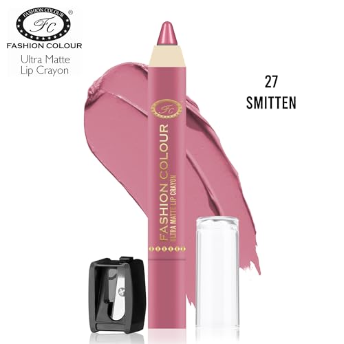 Image of FASHION COLOUR Ultra Matte Lip Crayons With Free Sharpener | Smudge Proof And Waterproof | For Hydration And Moisturization | Long Lasting Lipwear with Matte Finish, Cruelty-free and Paraben-free - 2.5 gm(Smitten)