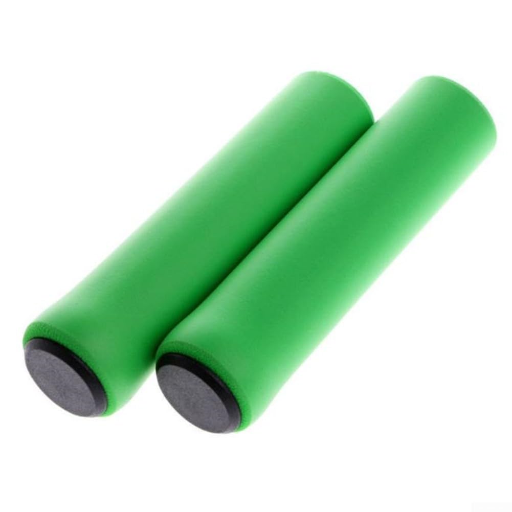Soft Foam Silicone Handlebar Grips for 22.2mm Bicycles, Non-Slip Shock Absorbing Bar Covers, Comfortable Cycling Accessories, 130mm Length(Green)