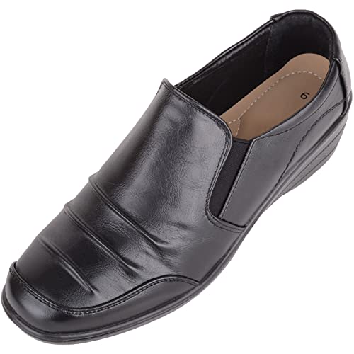 Chaussures confortables décontractées à enfiler en simili cuir pour femme, Noir , 40 EU Cover
