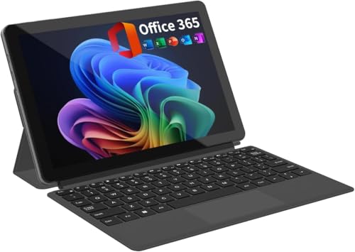 2-in-1 Laptop/Tablet (2026), Windows 11 PC with Magnetic Keyboard, 1-Year Office 365, 10.1' FHD IPS Touchscreen, 8GB RAM 256GB SSD, 6500Y Processor, USB-C, 2 Stereo Speakers for Home Office Students