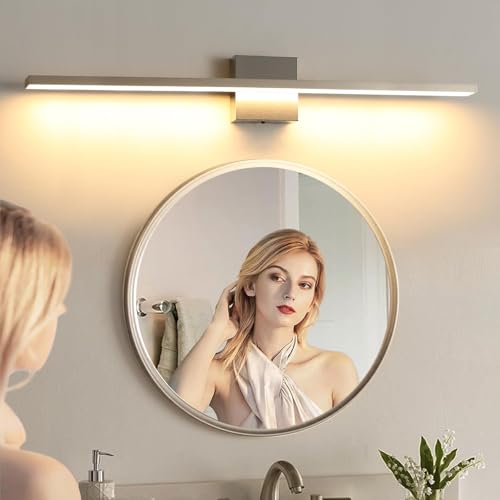 Image of Bathroom Light Fixtures Over Mirror, 32 Inch Brushed Nickel Bathroom Vanity Light, LED Modern Wall Sconce 3000K Bar Vanity Lights for Bathroo